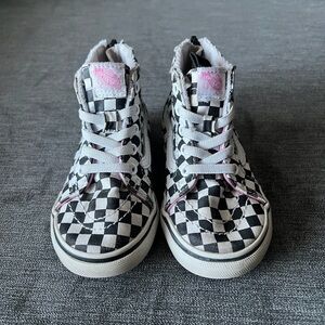 Vans Black and White Checkered High-Top Kids Shoes size 7